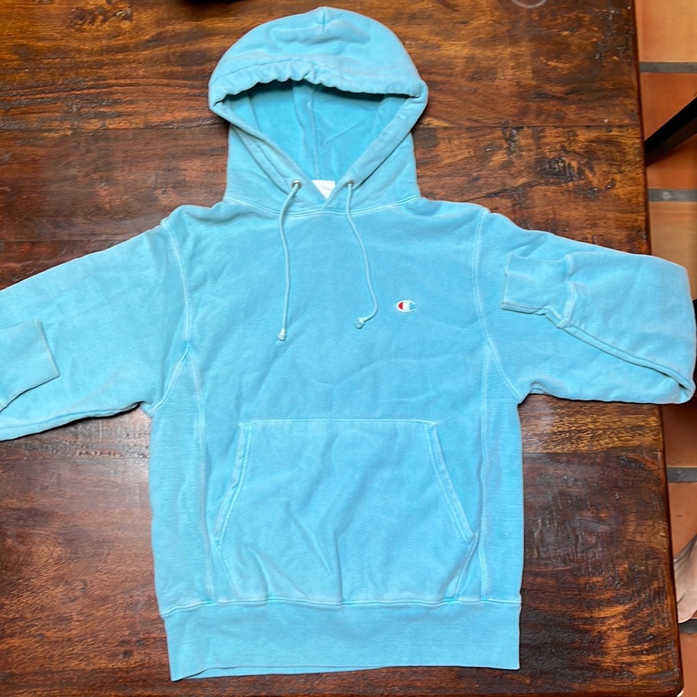 Light Blue Champion Hoodie Unisex  Small